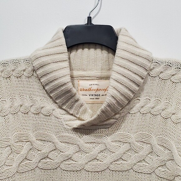 WEATHERPROOF Vintage Shawl Collar Horizontal Cable Knit Sweater, M - Picture 2 of 10